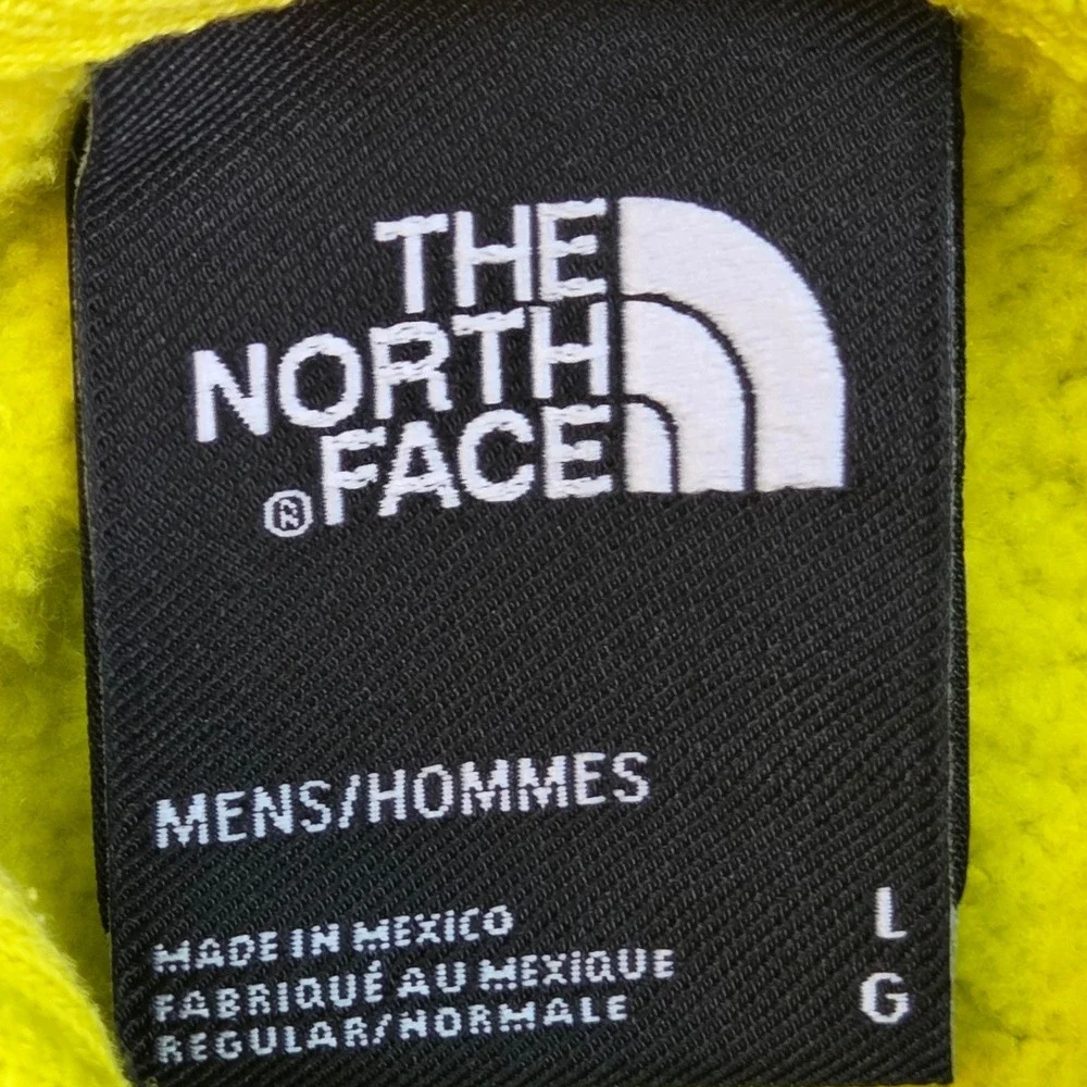 The North Face Hoodie Mens L Graphic Coordinates Box Logo Pullover Neon Yellow